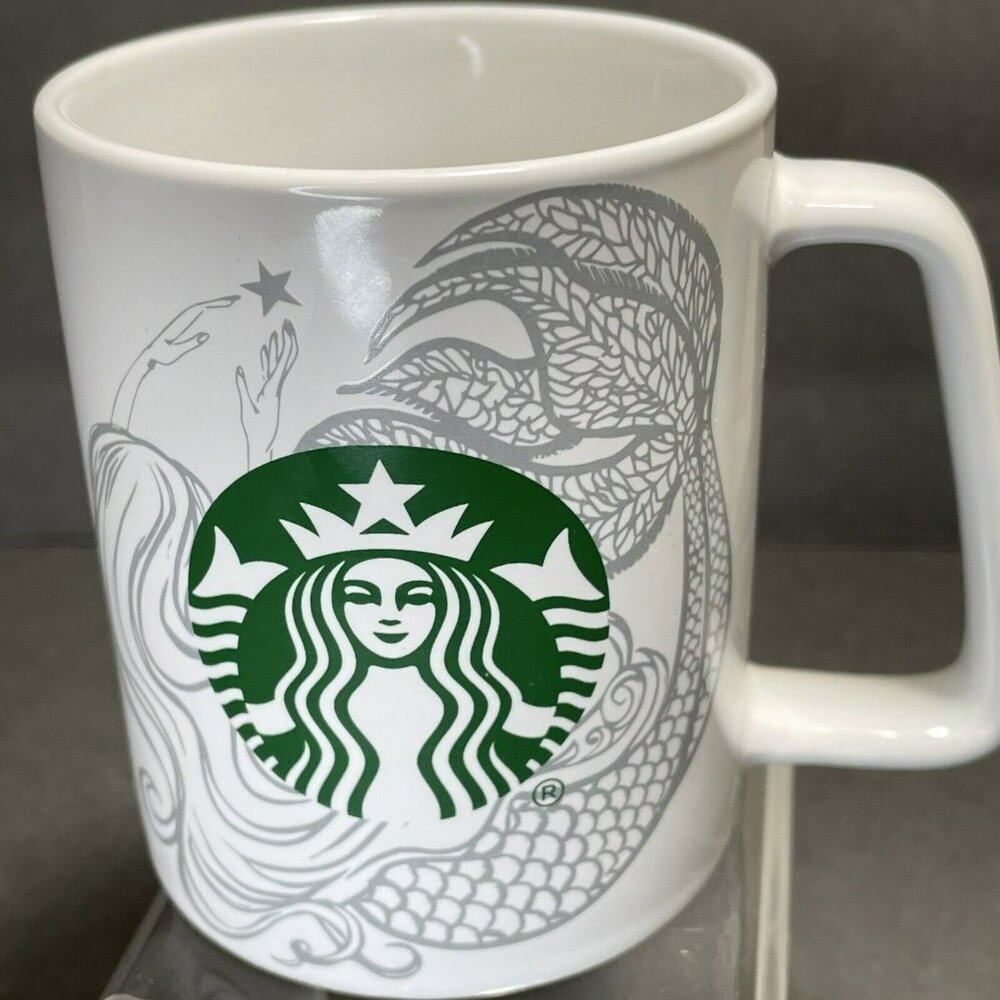 2020 Starbucks Ceramic White Siren Mermaid Print Mug - 11 oz - Picture 1 of 5
